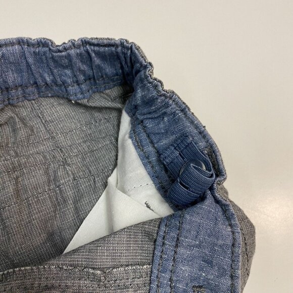 Boys Gray Cargo Shorts Size 12 With Elastic Waist & Button Closure - Picture 10 of 11